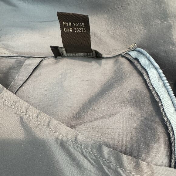 Lafayette 148 New York Sz 8 Silk Textured Pants Cropped Slits Classy Steel Blue - Picture 8 of 8